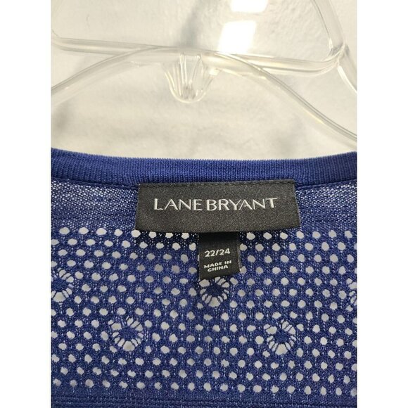 Lane Bryant Womens Cardigan 22/24 Plus Open Front Ruffle Sleeve Crochet Contrast - Picture 4 of 10